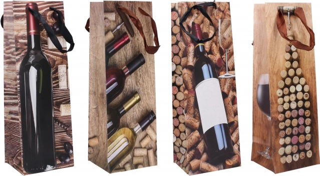 Cadeautas voor fles middel, 12 × 35 × 10 cm, het hele jaar