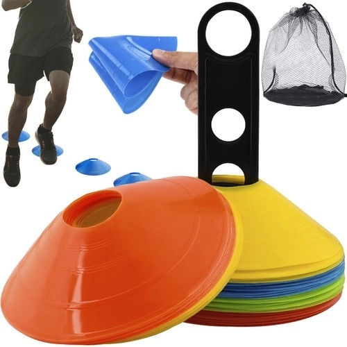 Trainingsschijven-cones 50 stuks met standaard en netzak