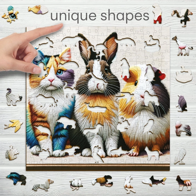 Houten puzzel Kat, Konijn en Cavia 250 stukjes van Wooden City