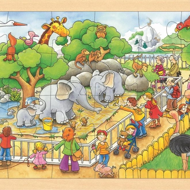 Houten puzzel Bezoek aan de dierentuin 24 stukjes