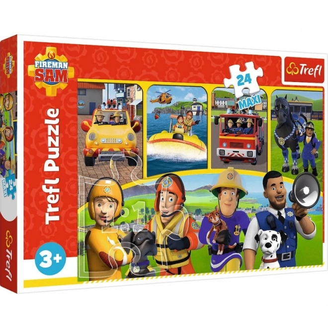Puzzel 24 stukken Maxi Brandweerman Sam en vrienden