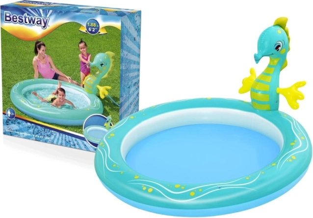 BESTWAY opblaasbare waterspeelplaats met zeepaardje 188 × 160 × 86 cm