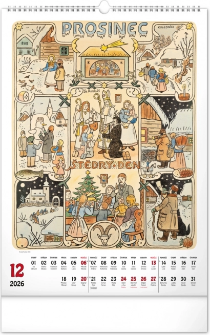 Muurkalender Josef Lada 2026