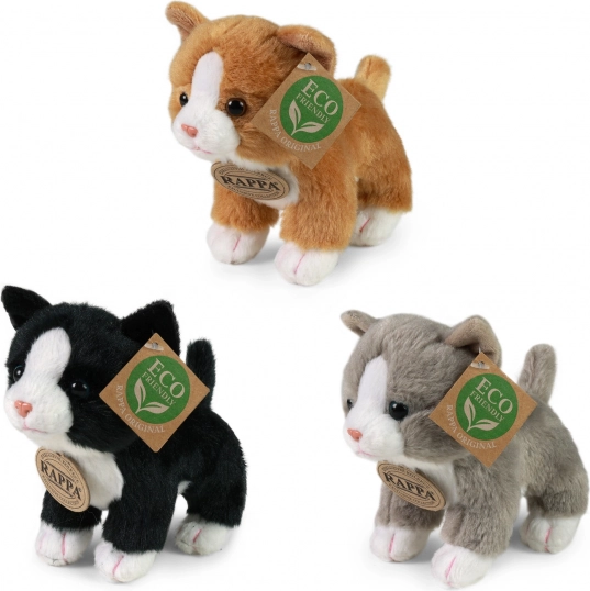 Pluchen staande kat 3 soorten 14 cm ECO-FRIENDLY