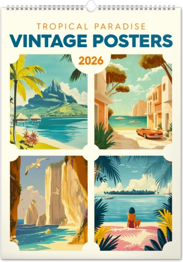 Wandkalender Vintage posters Tropische paradijzen 2026
