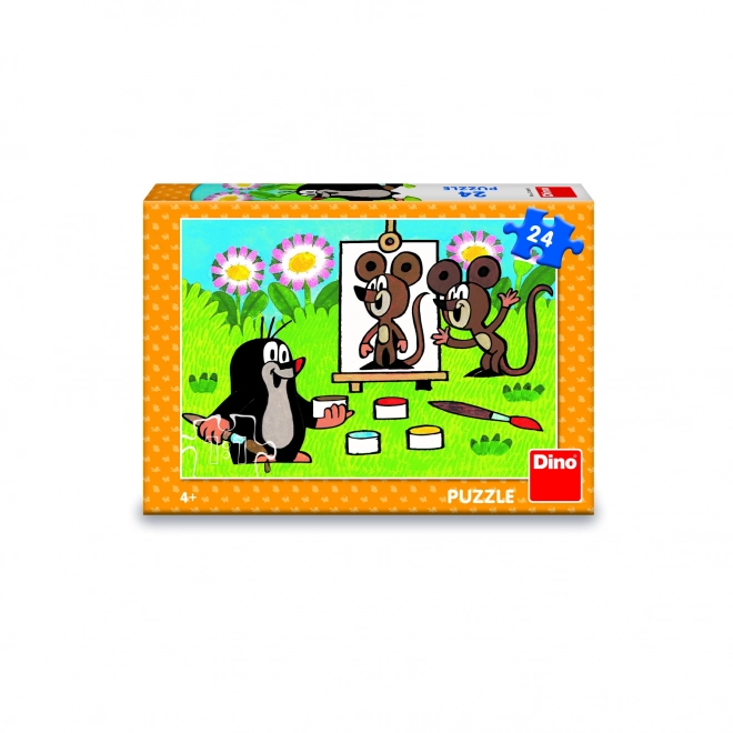 Puzzel Krtek als schilder 26x18cm 24 stuks in doos 27x19x4cm