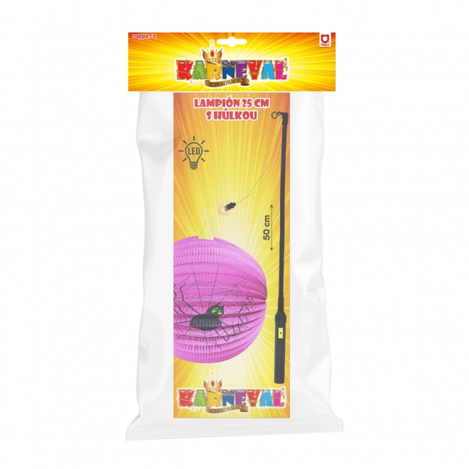 Lampion Halloween spin 25 cm met verlichte stok 50 cm