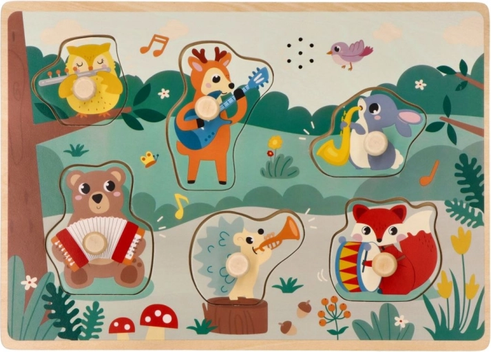 Geluidspuzzel met dieren en muziekinstrumenten