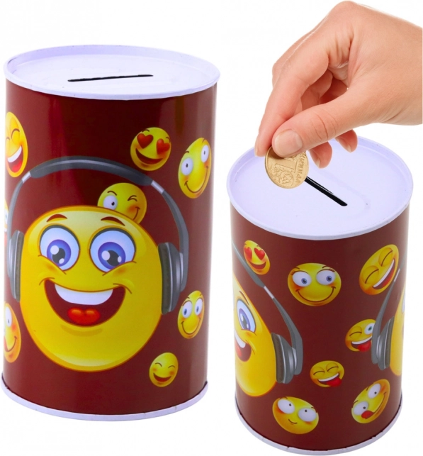 Metalen spaarpot Emoticons blauw en bruin
