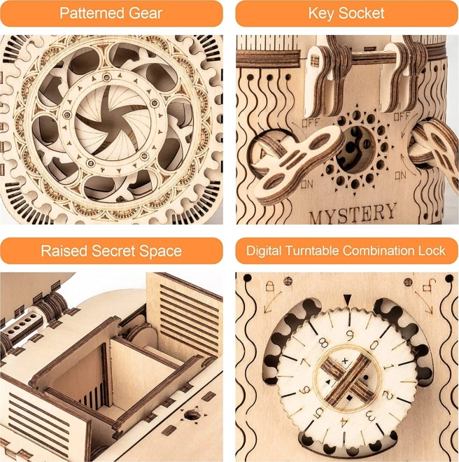 RoboTime 3D houten mechanische puzzel-sieradendoos
