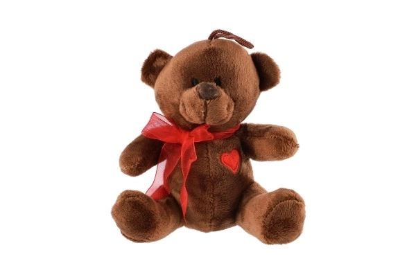 Pluche teddybeer met strik en hart 12 cm