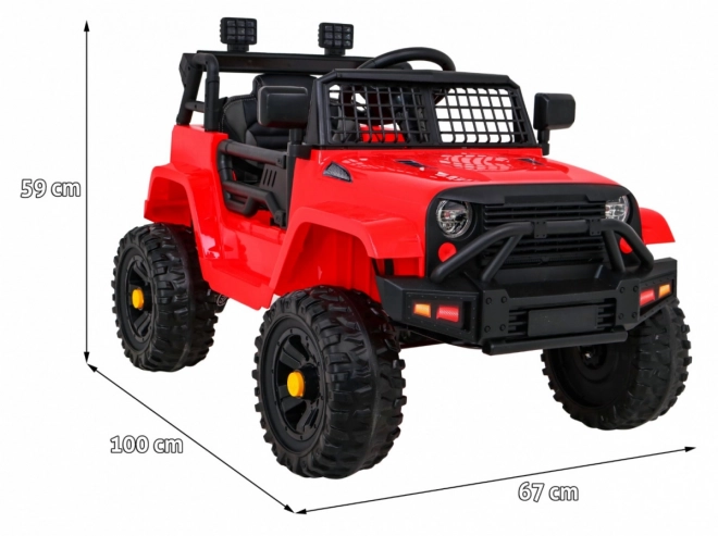 Accu-aangedreven Jeep Dark Night voor kinderen + langzame start + EVA + LED audio – Rood