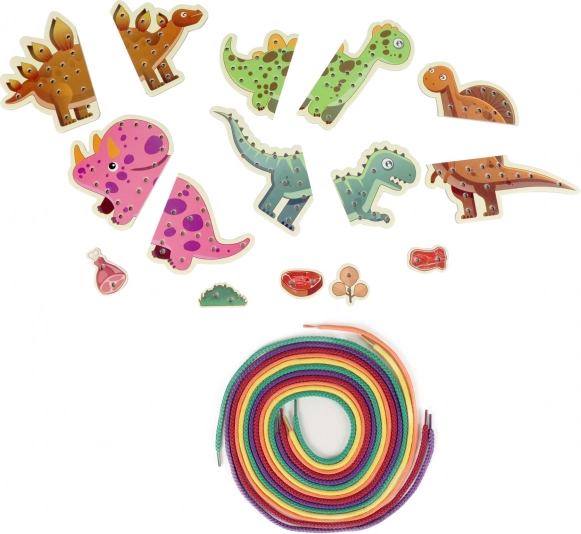 Complete set van 5 dinosaurussen en 5 veters