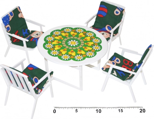 Set tafeltje en 4 stoeltjes voor poppen