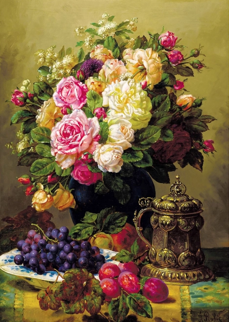 Geniet van puzzel - Stilleven met rozen door Jean-Baptiste Robie, 1000 stukjes