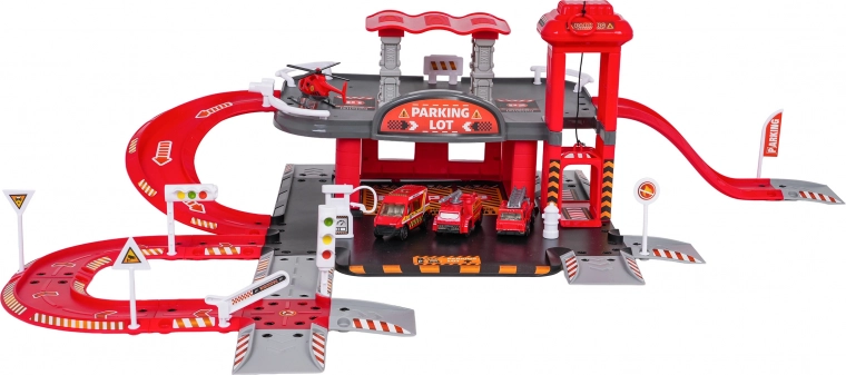 Tweelaagse parkeergarage met handmatige lift