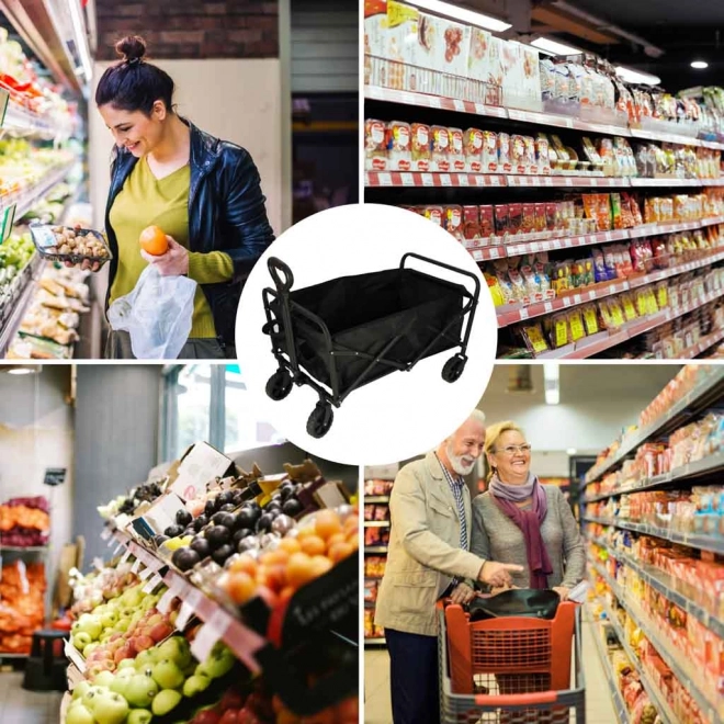 Opvouwbare toeristische transportkar voor boodschappen met zwenkwielen en telescopische handgreep