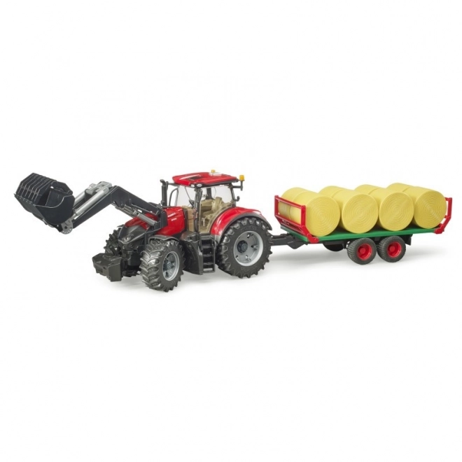 Bruder Tractor Case IH Optum 300 CVX met frontlader en balenwagen
