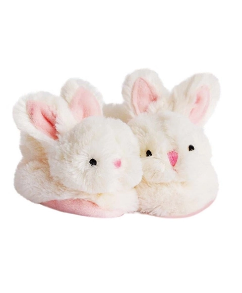 Doudou Roze Konijnen Slofjes met Ratels 0-6 maanden