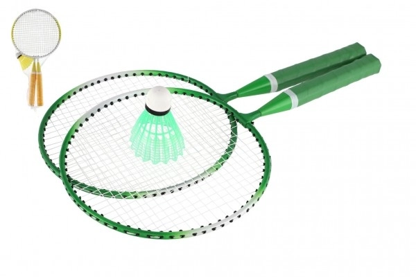 Kinder badmintonset metaal/plastic met twee rackets en shuttle