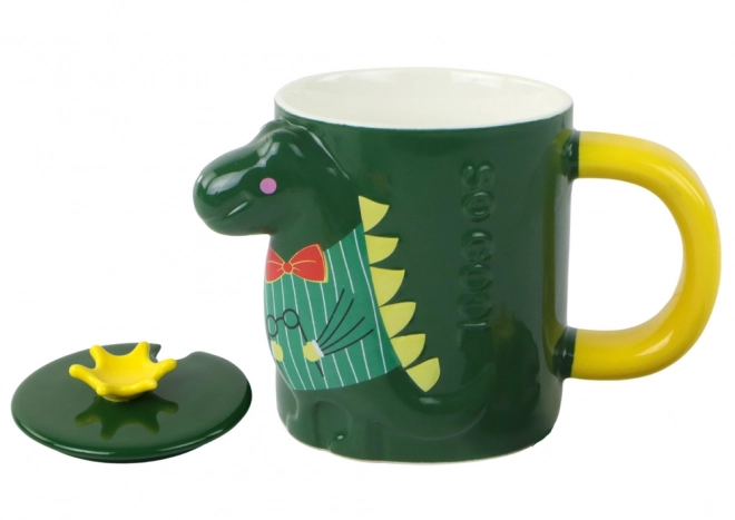 Beker met groene dinosaurus met deksel 400 ml