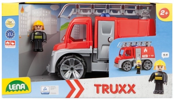 Auto Truxx brandweer plastic 29cm met figuur in doos 39x22x16cm 24m+