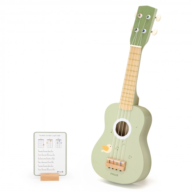 Houten ukulele voor kinderen groen met noten