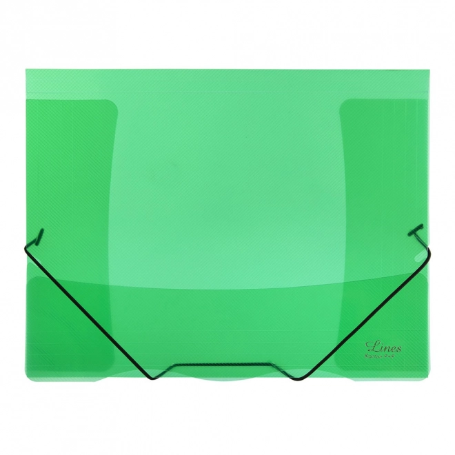 Map met elastiek transparant Lines groen