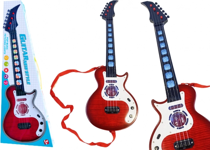 Elektrische gitaar voor kinderen met melodieën en lichteffecten rood