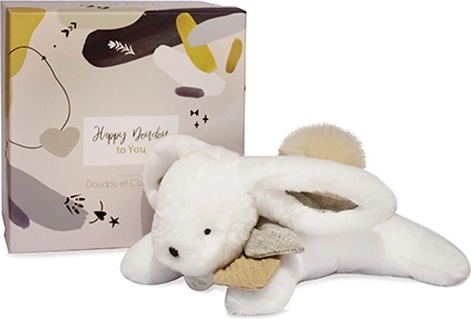 Cadeauset – pluche konijntje met beige pompon 25 cm