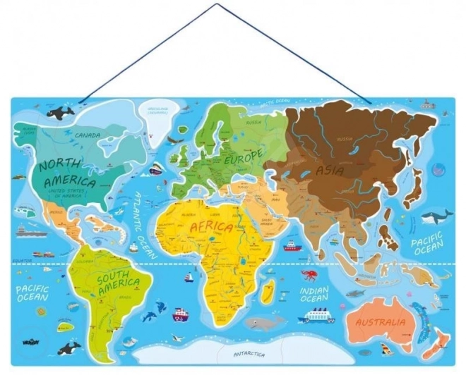 Magnetische puzzel wereldkaart - afbeeldingen en spel 2in1