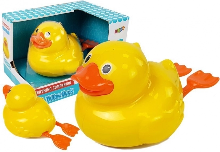 Drijvende gele bad-eend op batterijen 18 cm
