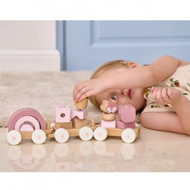 Viga PolarB roze treinset met wagons en blokken