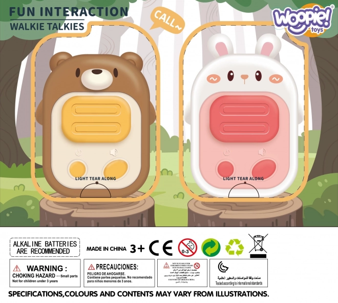 WOOPIE kind-walkietalkies konijntje en beertje – set van 2 stuks