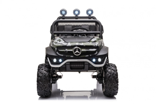 Elektrische kinderauto Unimog S in camouflagekleur