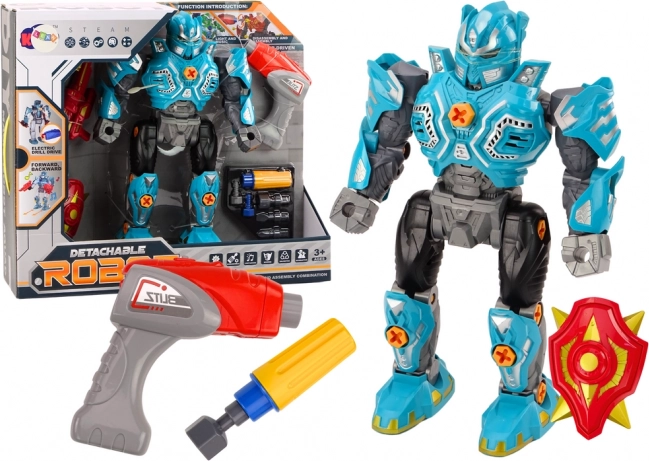 Schroefrobot met boor, schild en licht- en geluidseffecten – turquoise