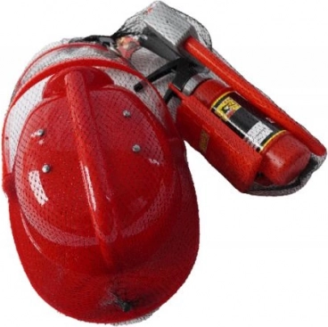 PLEJO set voor brandweerlieden met helm, brandblusser en gereedschap