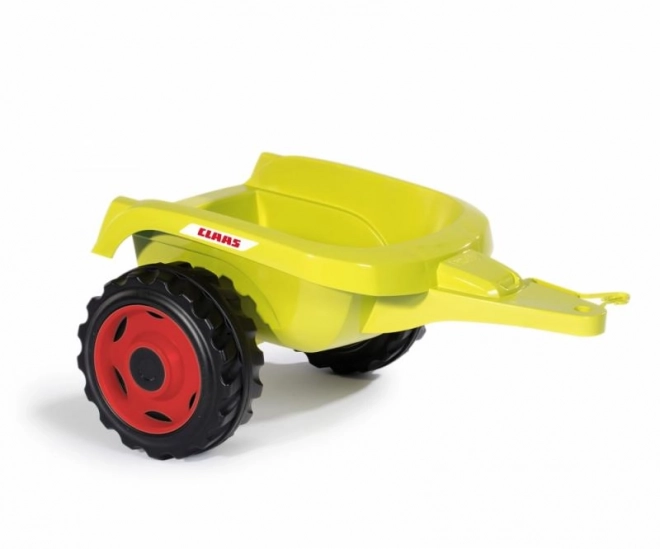 Tractor op trappers CLAAS Arion 400 met aanhangwagen groen