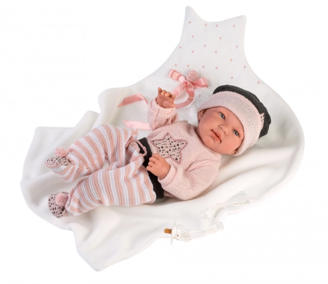 Realistische pop baby met geluiden en zacht lichaam 44 cm