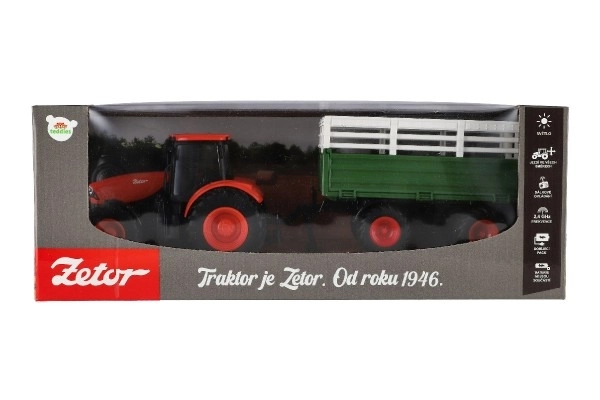 Kindertractor ZETOR met afstandsbediening, aanhanger, licht- en geluidseffecten, 42 cm