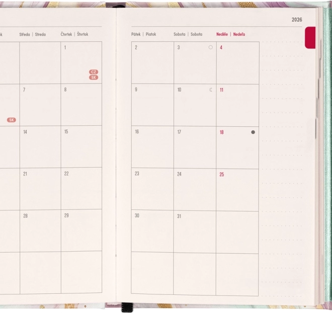 Notique Wekelijkse Magnetische Agenda Roze Marmer 2026