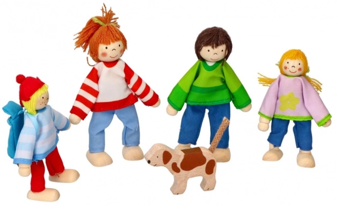GOKI houten poppen voor het poppenhuis - Familie op vakantie