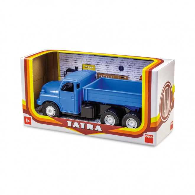 Speelgoedvrachtwagen Tatra 148 open laadbak plastic 30cm blauw in doos 35x18x13cm