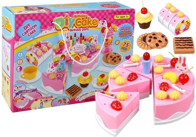 Kinderverjaardagstaart om te snijden – creatieve dessertset 75 stuks
