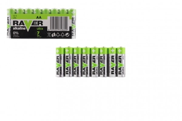 Batterijen RAVER LR6/AA 1,5 V alkalisch ultra 8 stuks in folie