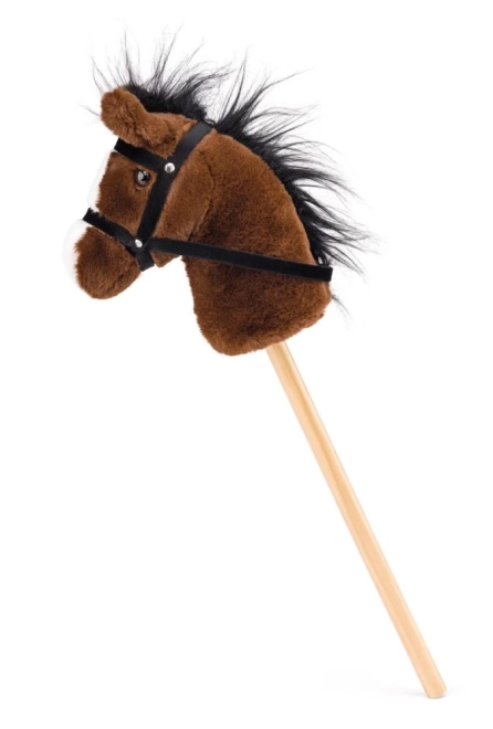 Hobby paard Bonnie staaf paard pluche - donkerbruin