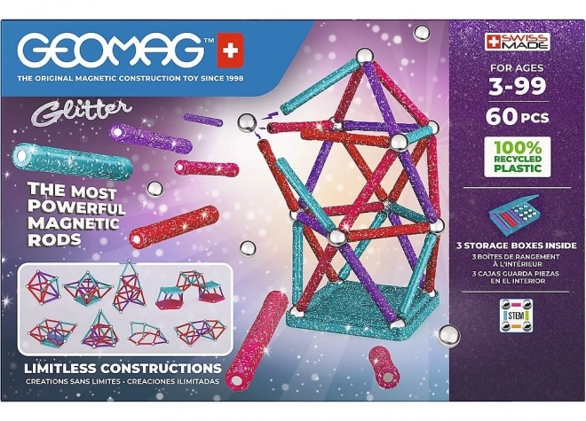 Magnetische bouwset GEOMAG Glitter 60 stukjes