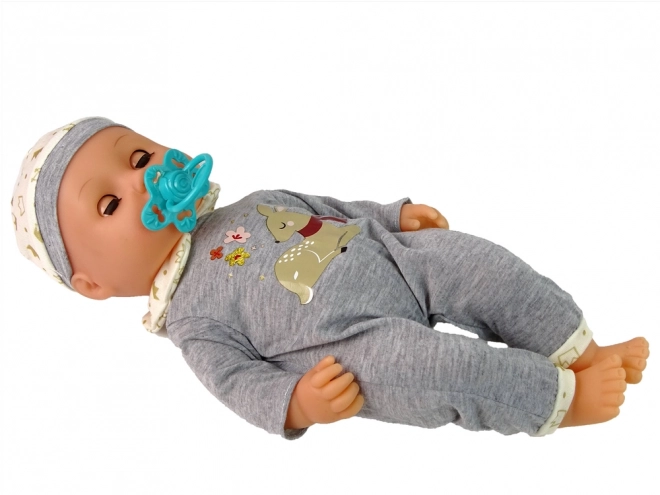 Baby Pop in Grijze Pyjama met Geluiden en Accessoires