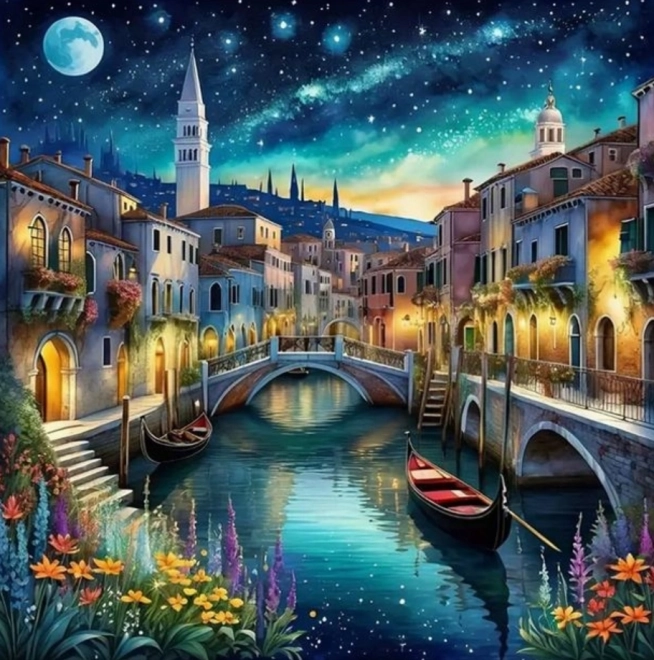 Diamanten schilderen Venetiaanse nacht 30x40 cm