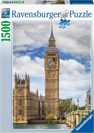 Puzzel 1500 stukjes – grappige kat op de klok van Big Ben RAVENSBURGER